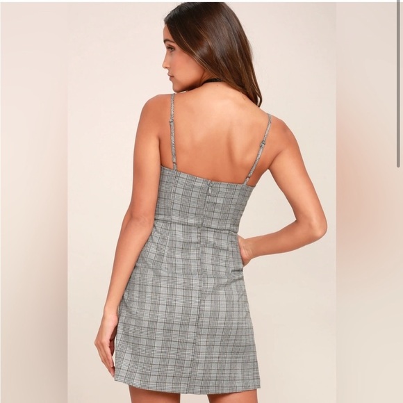Molly Green Gray Plaid Mini Dress Medium - Picture 2 of 10
